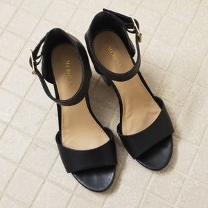 Black block heel sandals